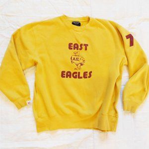 Y2K 90's AMERICAN EAGLE OUTFITTERS Yellow Logo Graphic AEO Sweatshirt Distressed